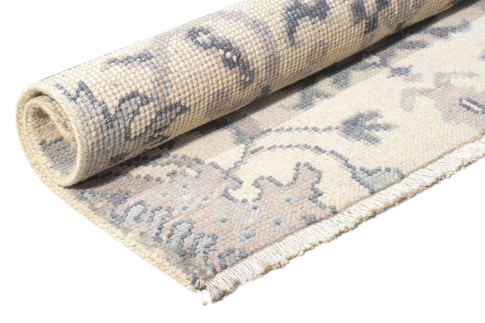 Wool Cream Rug 2' X 2' Persian Hand Knotted Oushak Oriental Small Carpet Area Rug