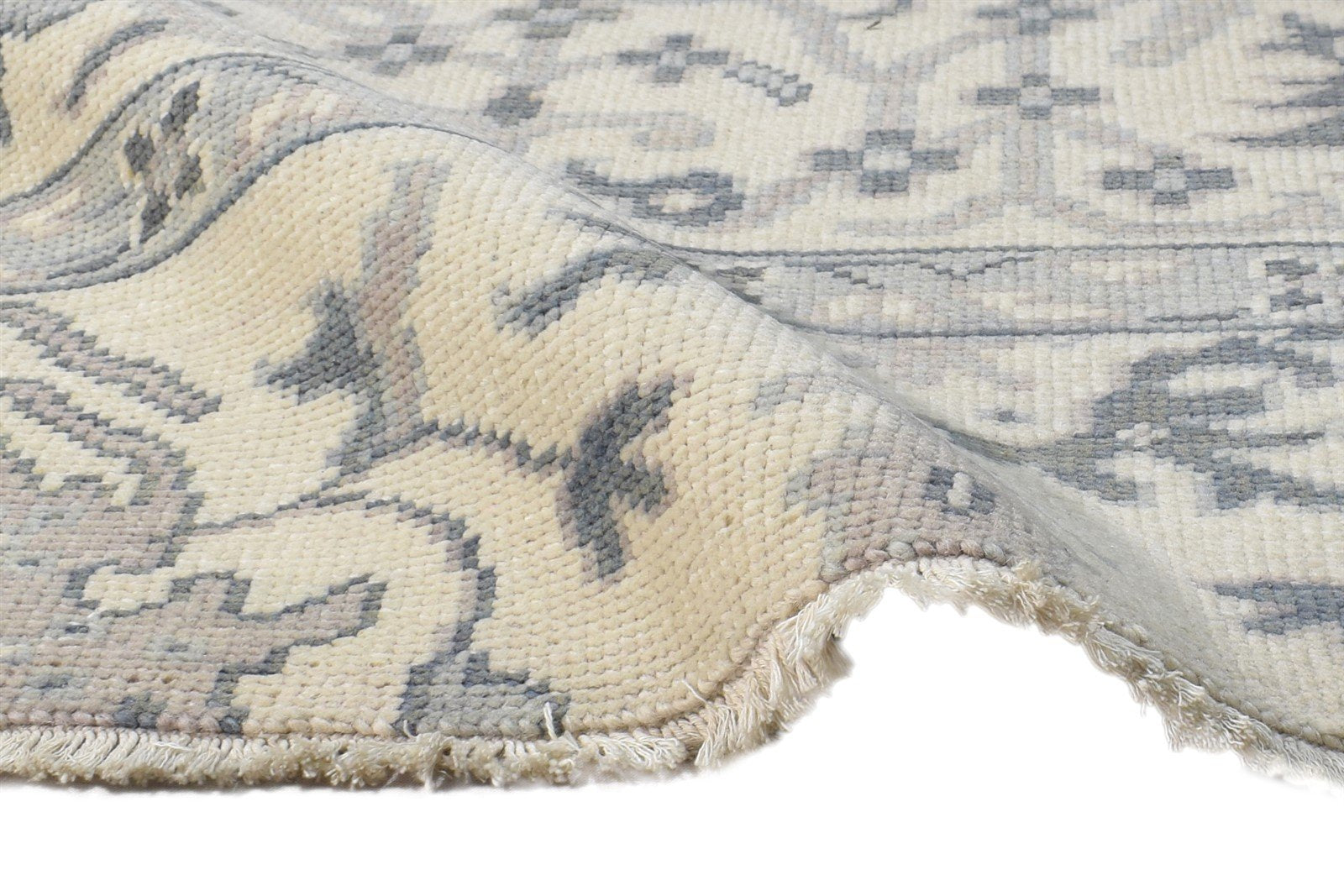 Wool Cream Rug 2' X 2' Persian Hand Knotted Oushak Oriental Small Carpet Area Rug