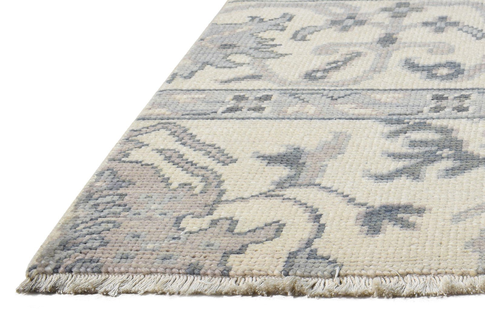 Wool Cream Rug 2' X 2' Persian Hand Knotted Oushak Oriental Small Carpet Area Rug