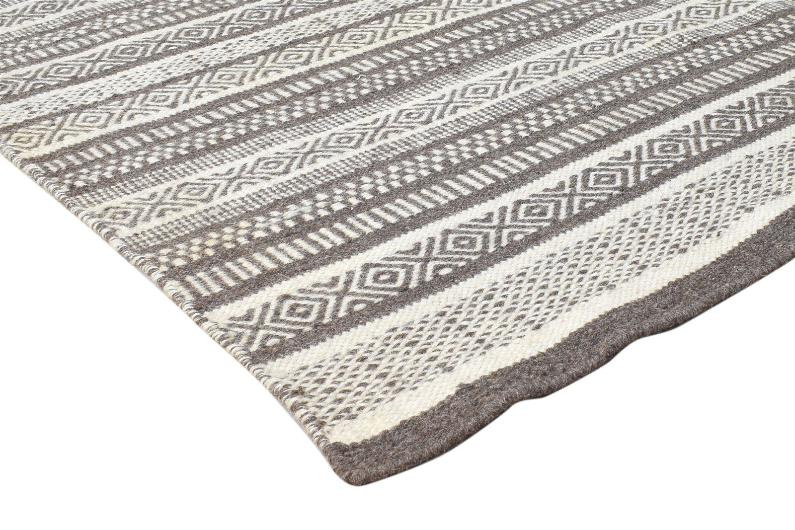 Liane Wool Brown Rug 7' X 7' Modern Dhurrie Scandinavian Tribal   7864935776405