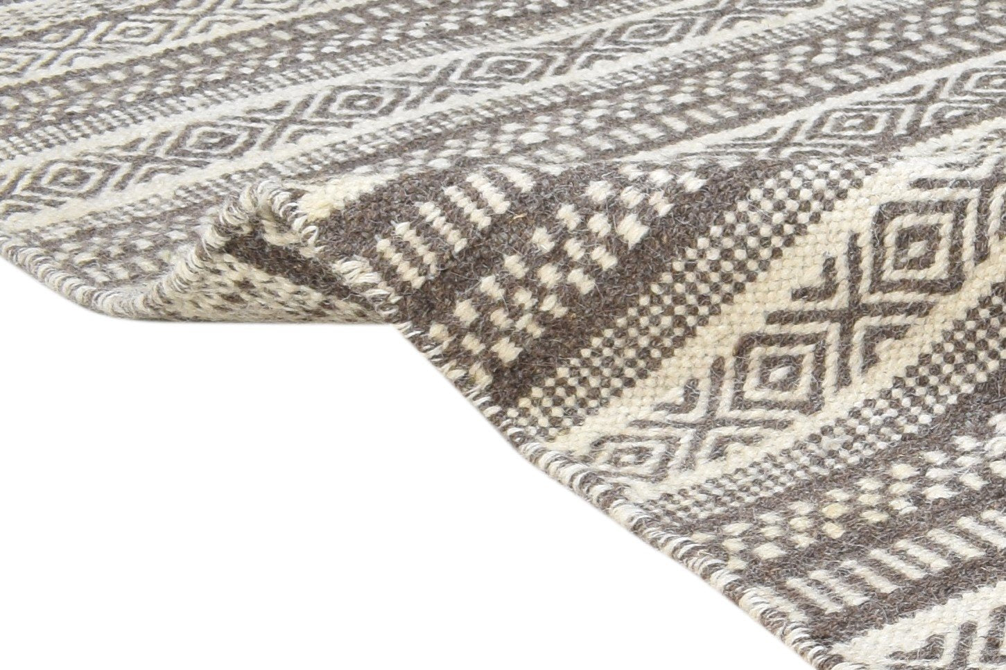 Liane Wool Brown Rug 7' X 7' Modern Dhurrie Scandinavian Tribal   7864935776405