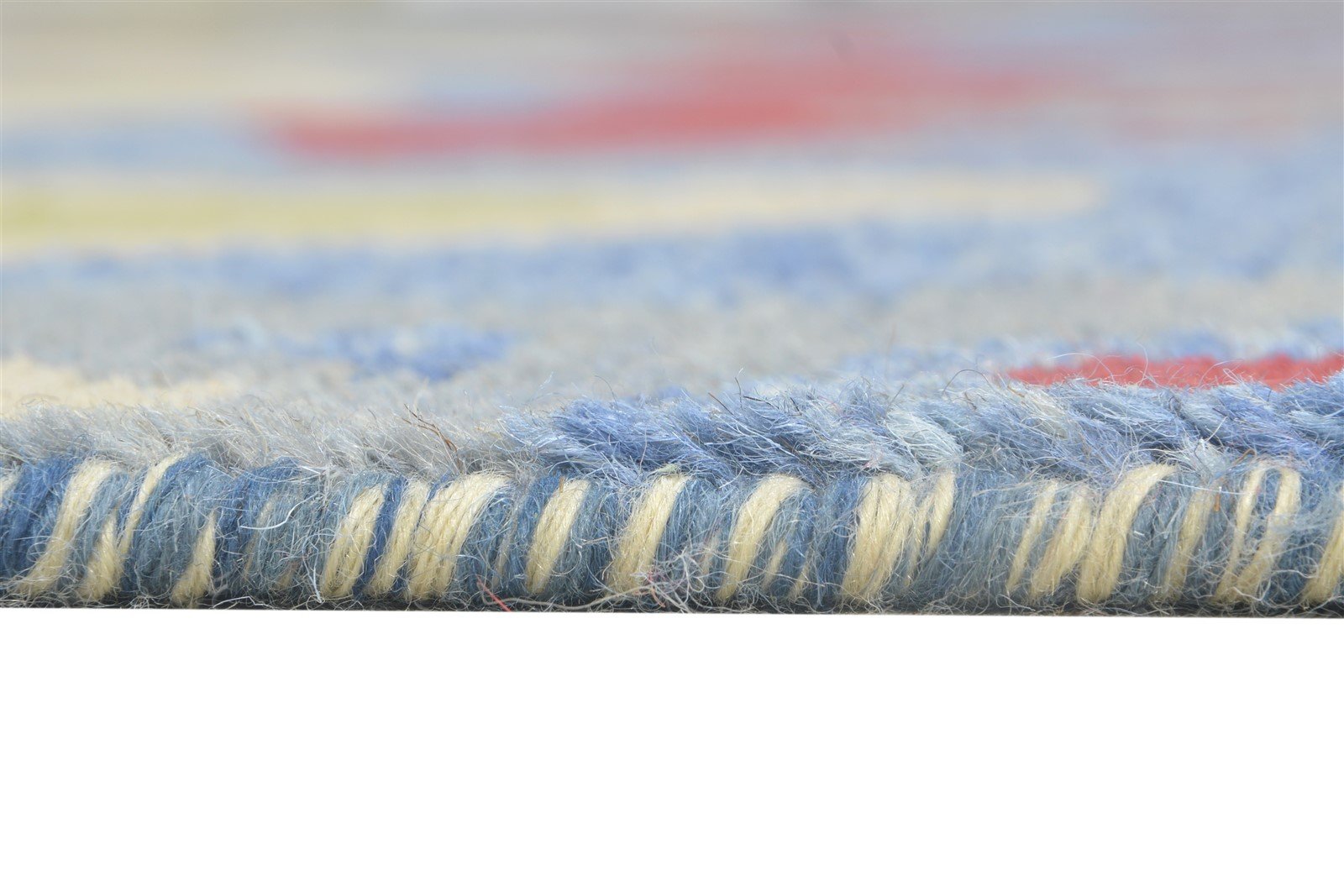 Wool Blue Rug 9' X 12' Modern Hand Woven Bohemian Abstract Extra Large Carpet Area Rug