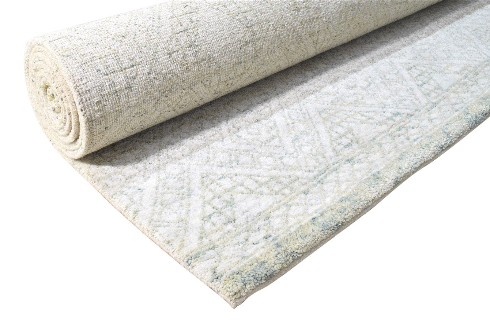 Silver Wool / Silk Rug 9X12 Modern Hand Woven Moroccan Diamond Extra Large Area Rug