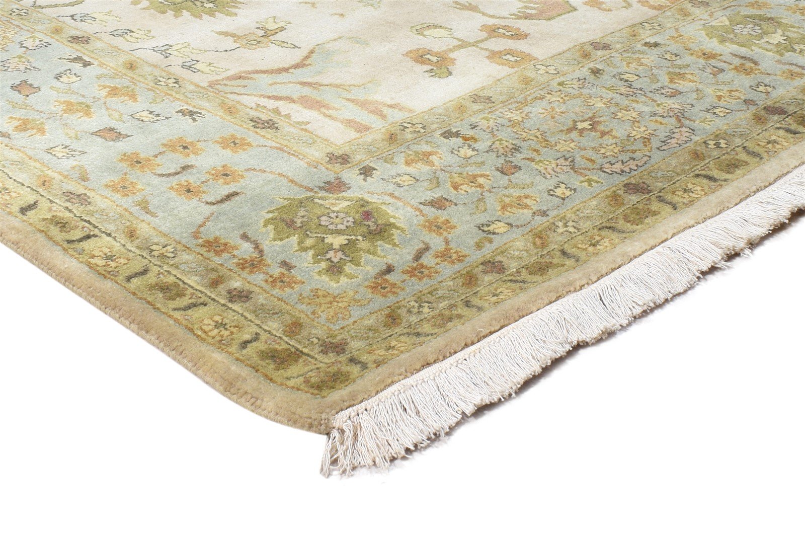Hand Knotted Beige Wool Rug 5X8 Persian Sarouk-Indian Oriental Room Size Carpet Area Rug
