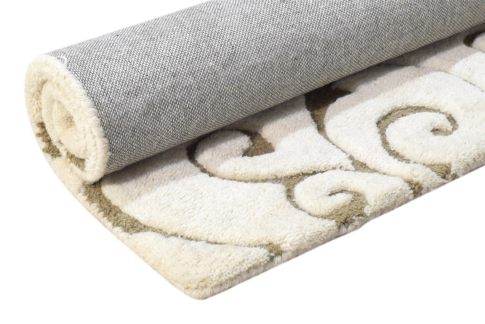 Beige Wool Rug 2' X 3' Modern Hand Tufted French Floral Small Carpet Area Rug