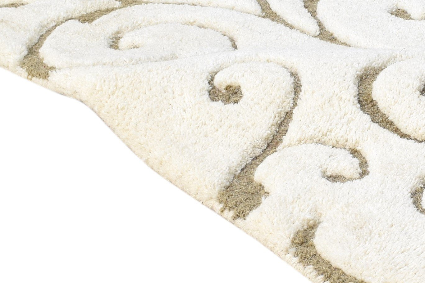Beige Wool Rug 2' X 3' Modern Hand Tufted French Floral Small Carpet Area Rug