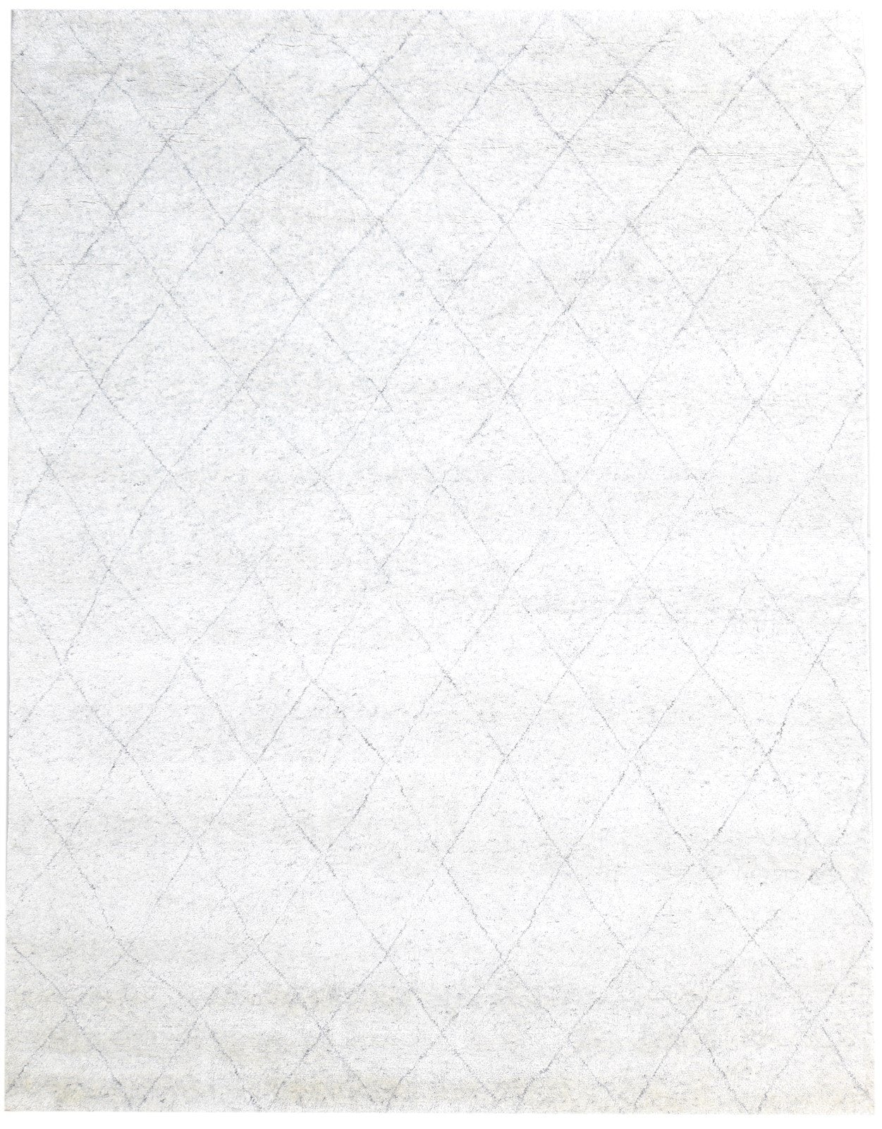Silver Wool / Silk Rug 8X10 Modern Hand Knotted Moroccan Trellis Large Carpet Area Rug