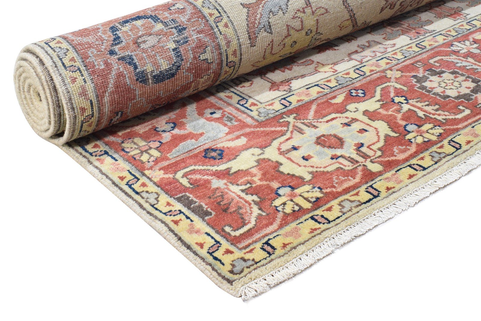 Ivory Wool Rug 6' X 9' Persian Hand Knotted Oushak Oriental Room Size Carpet Area Rug
