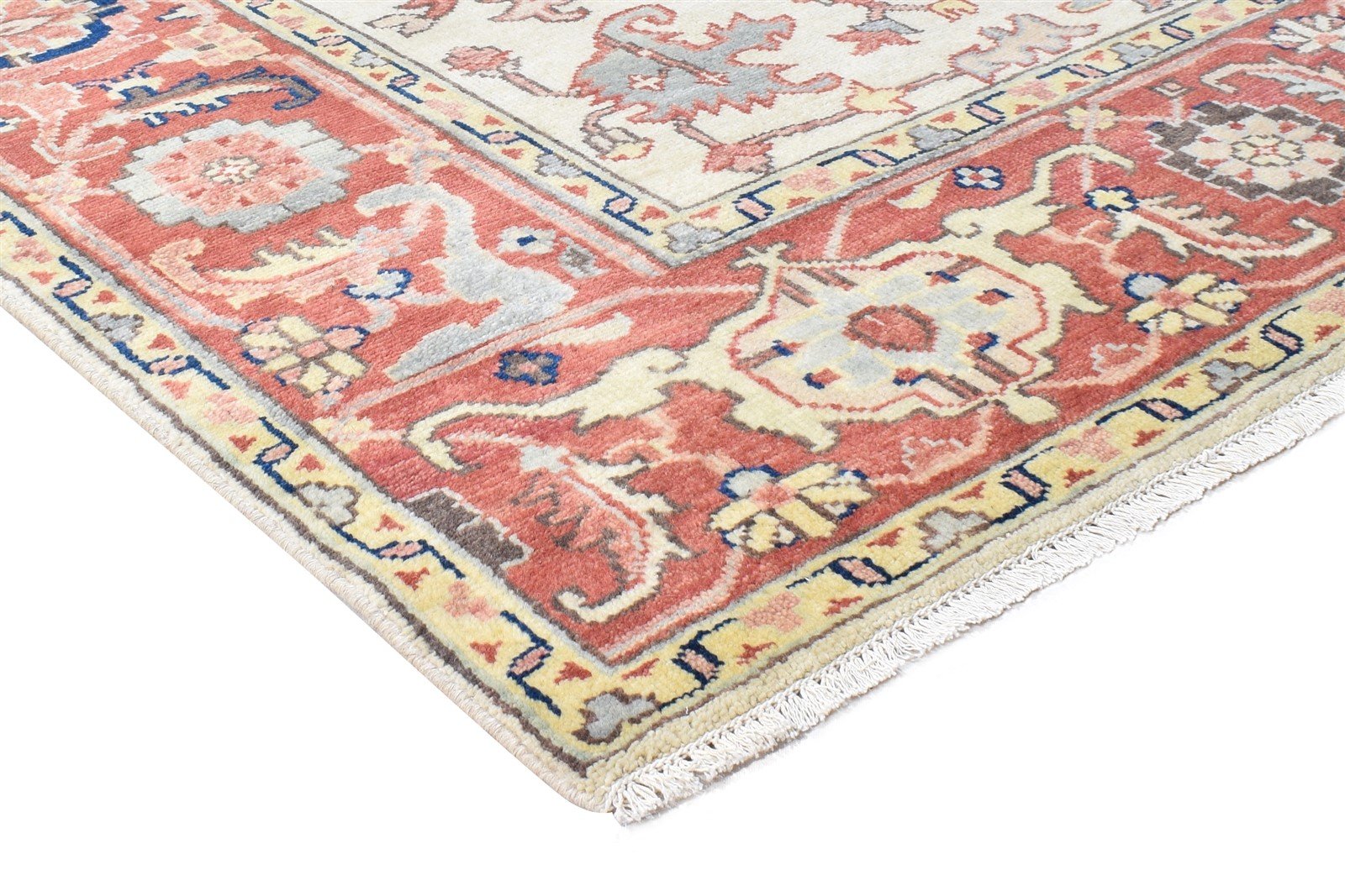 Ivory Wool Rug 6' X 9' Persian Hand Knotted Oushak Oriental Room Size Carpet Area Rug
