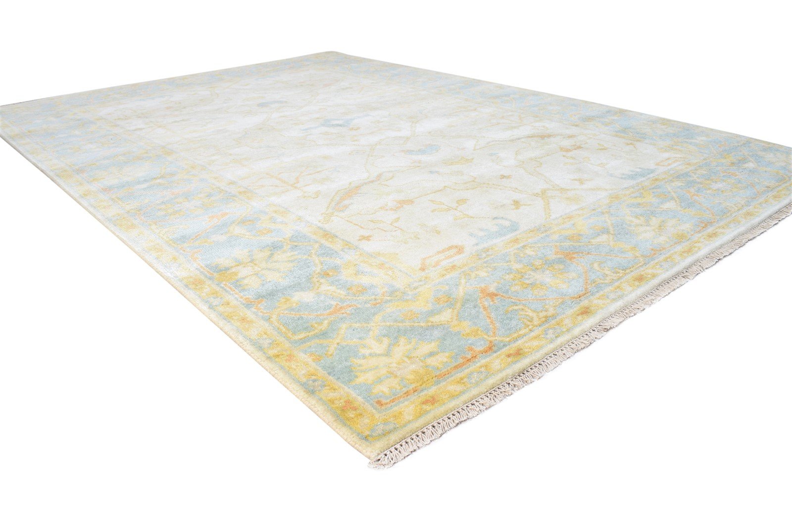 Wool Beige Rug 6' X 9' Persian Hand Knotted Oushak Oriental Large Carpet Area Rug