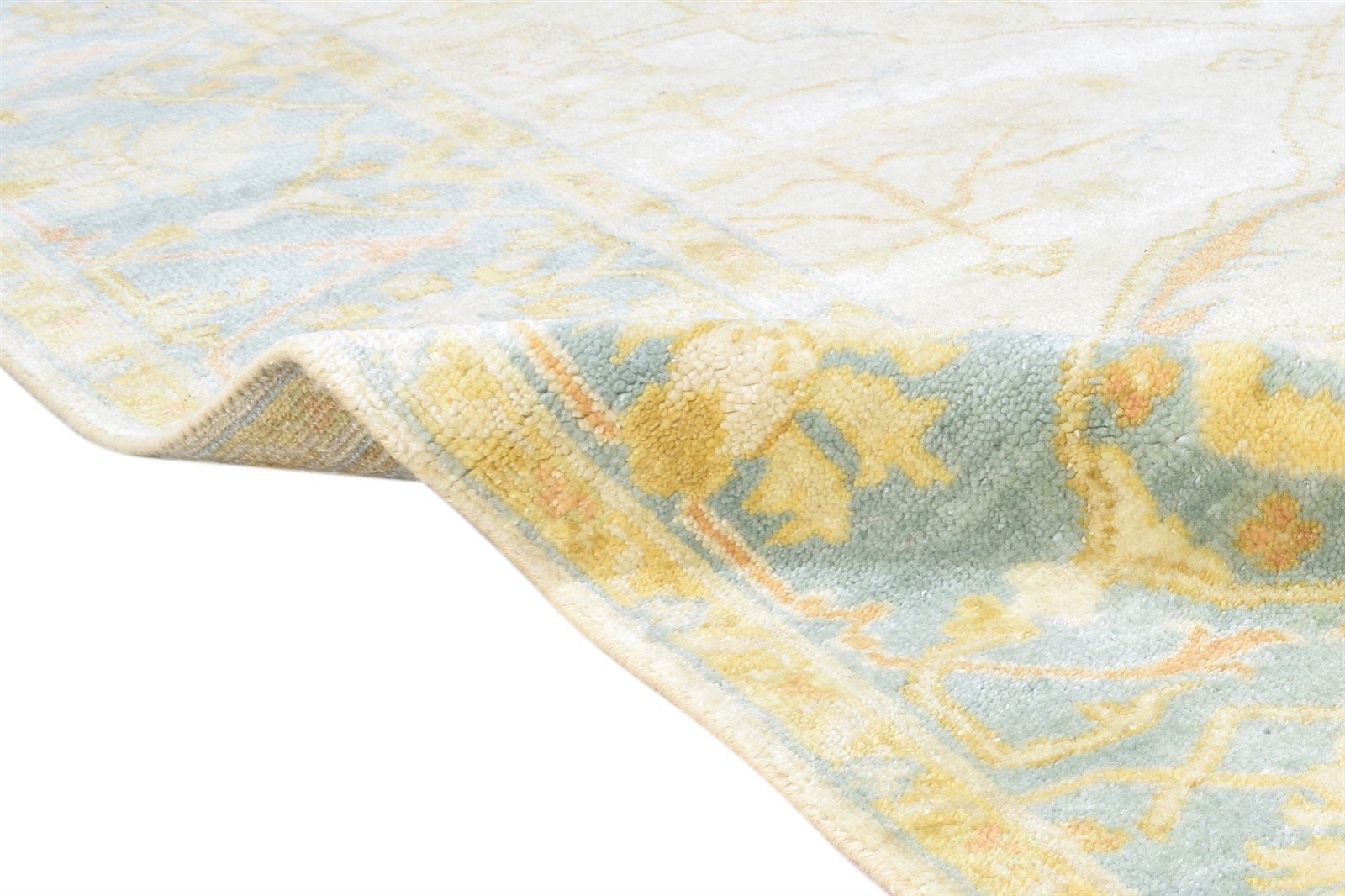 Wool Beige Rug 6' X 9' Persian Hand Knotted Oushak Oriental Large Carpet Area Rug