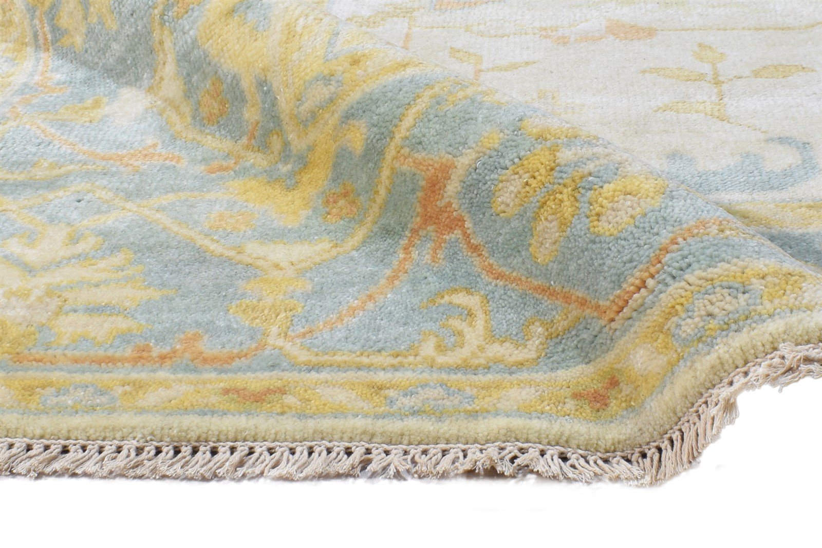 Wool Beige Rug 6' X 9' Persian Hand Knotted Oushak Oriental Large Carpet Area Rug
