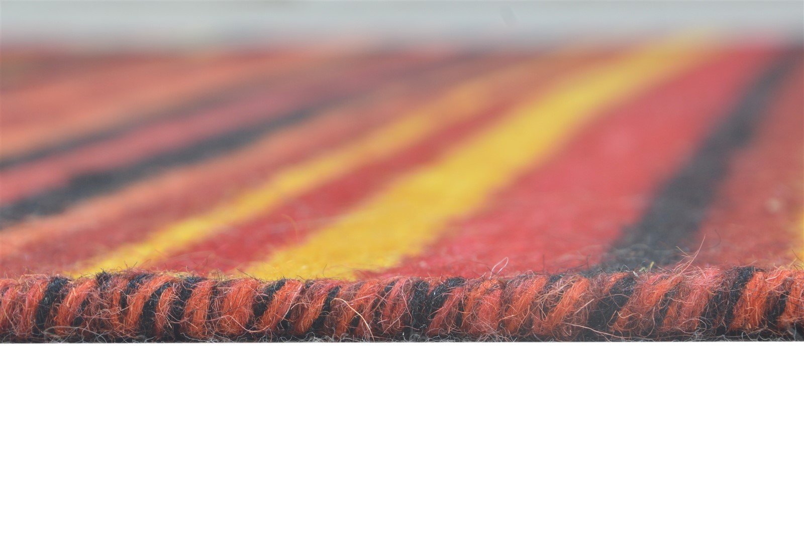 Wool Multi Color Rug 4' X 6' Modern Dhurrie Bohemian Striped Room Size Carpet Area Rug