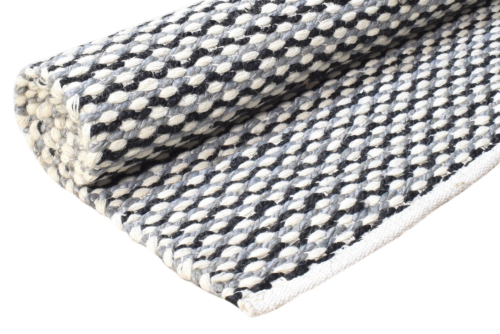 Wool White Rug 4' X 6' Modern Hand Woven Scandinavian Striped Room Size Carpet Area Rug