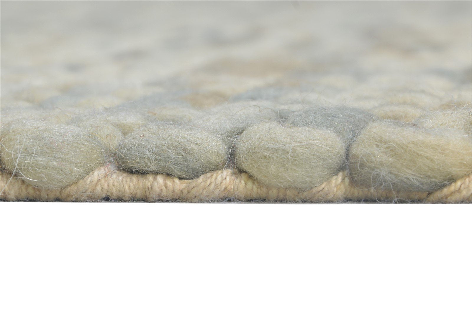 Hand Woven Beige Wool Rug 6' X 8' Modern Scandinavian Solid Room Size Carpet Area Rug