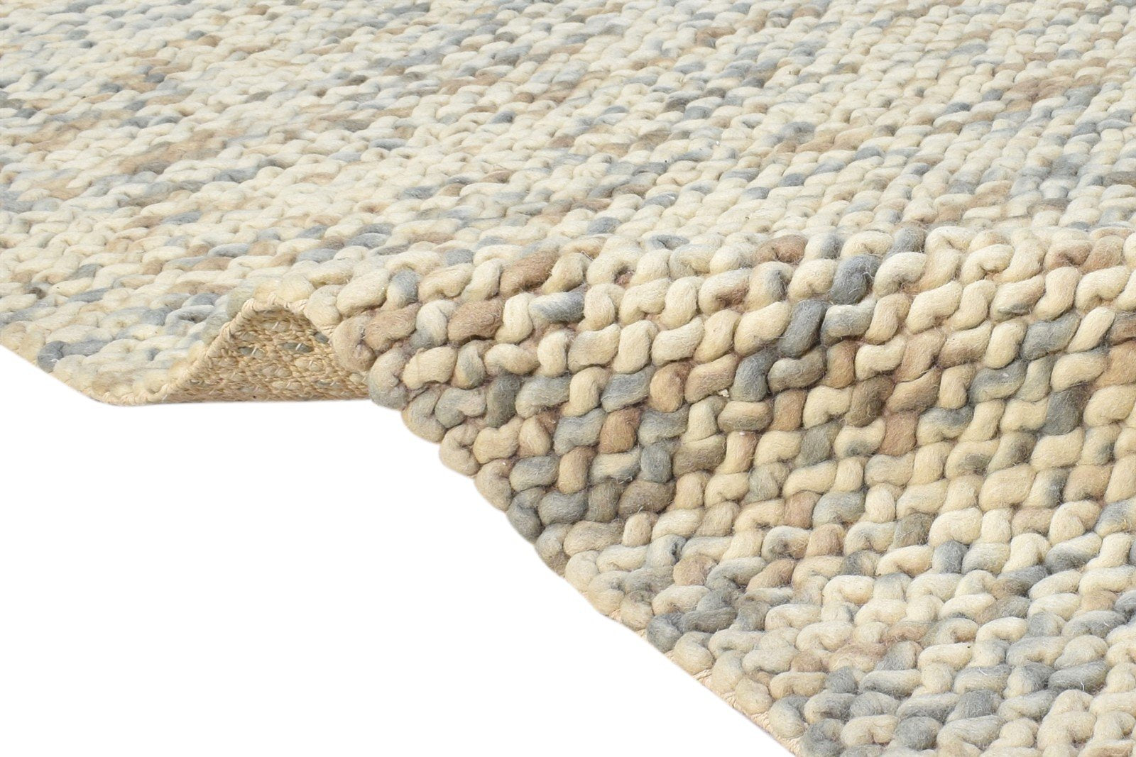 Hand Woven Beige Wool Rug 6' X 8' Modern Scandinavian Solid Room Size Carpet Area Rug