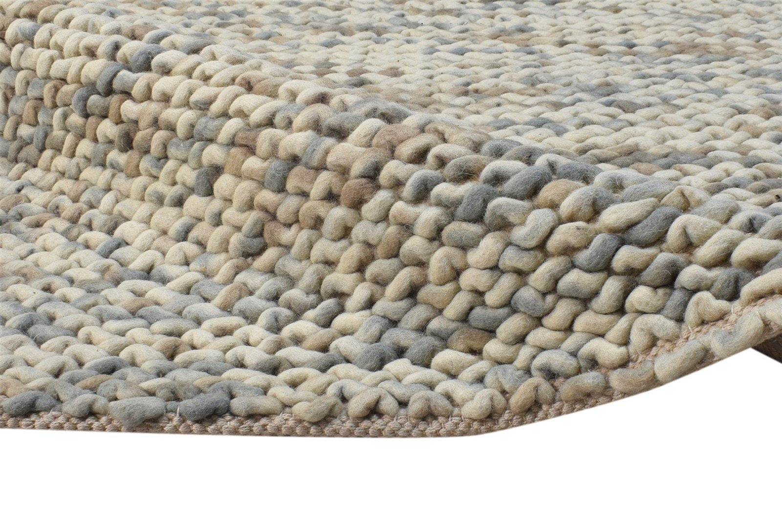 Hand Woven Beige Wool Rug 6' X 8' Modern Scandinavian Solid Room Size Carpet Area Rug