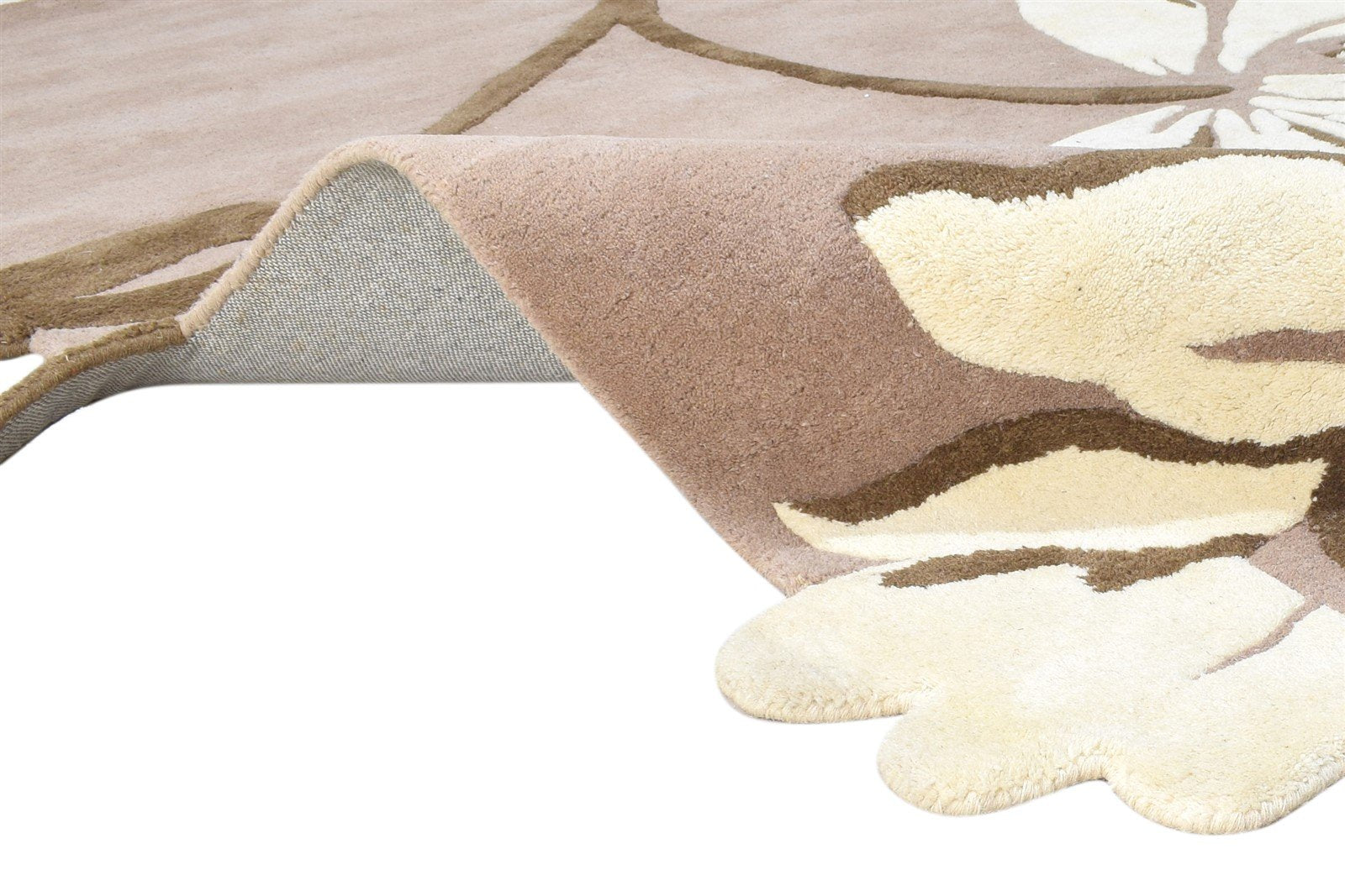 5' X 7' Rug Wool Beige Modern Hand Tufted French Floral Room Size Carpet Area Rug