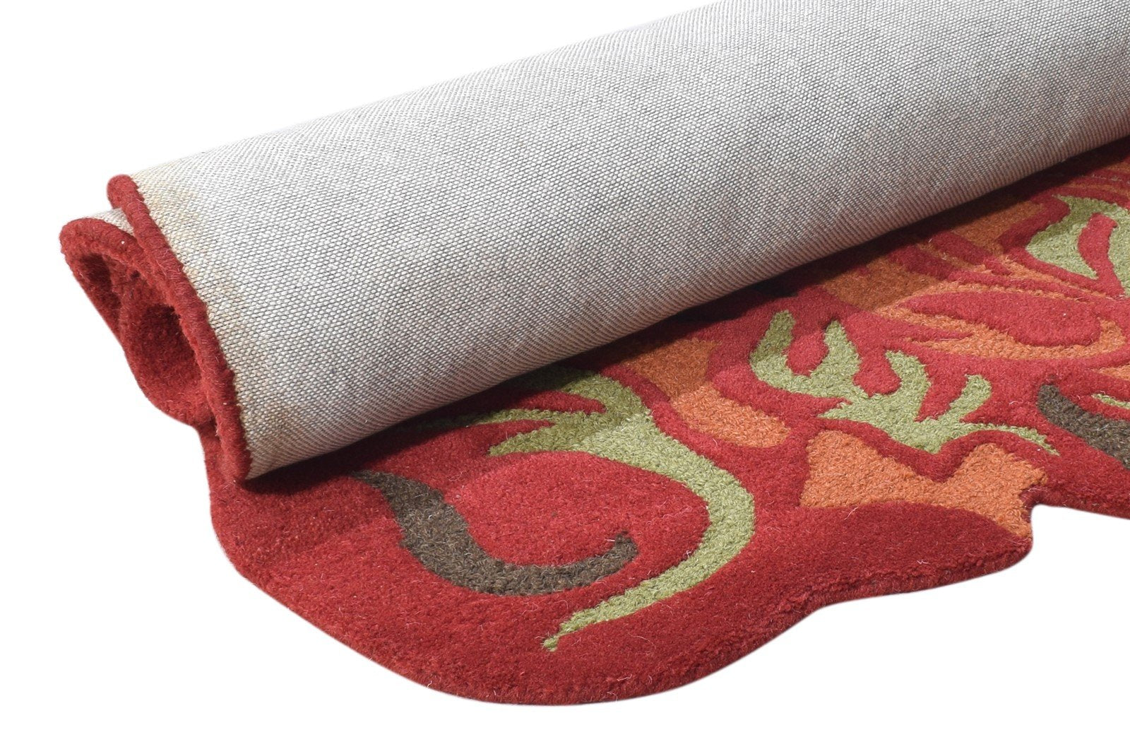 Red Wool Rug 5' X 8' Modern Hand Tufted French Floral Room Size Carpet Area Rug