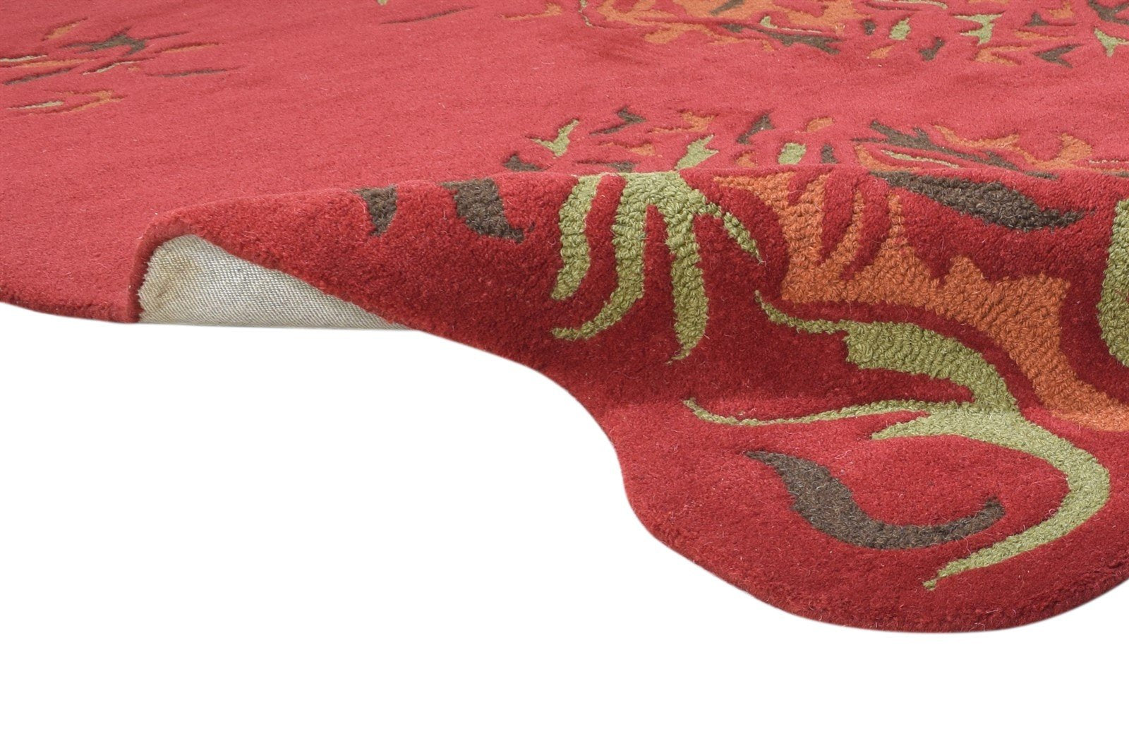 Red Wool Rug 5' X 8' Modern Hand Tufted French Floral Room Size Carpet Area Rug