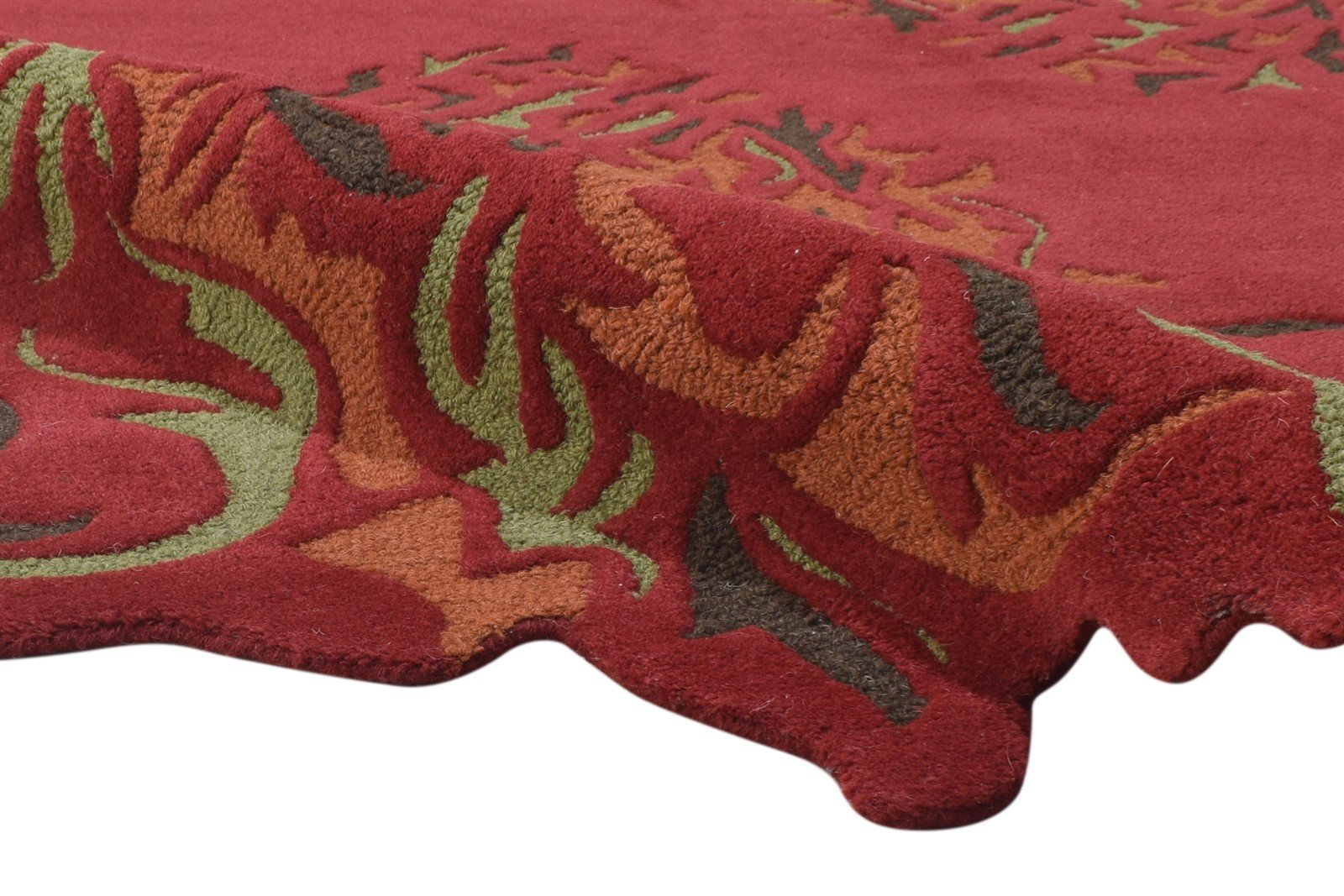 Red Wool Rug 5' X 8' Modern Hand Tufted French Floral Room Size Carpet Area Rug