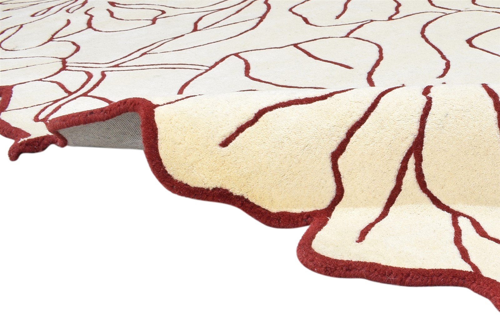 Cream Wool Rug 5' X 8' Modern Hand Tufted French Floral Room Size Carpet Area Rug
