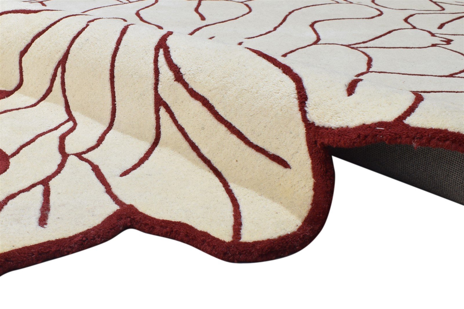 Cream Wool Rug 5' X 8' Modern Hand Tufted French Floral Room Size Carpet Area Rug
