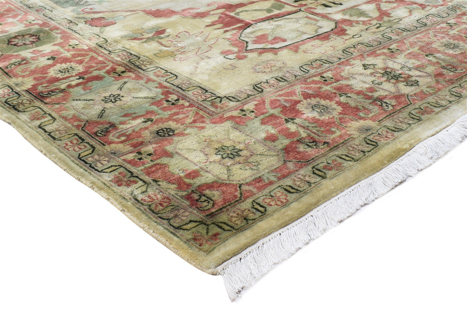Hand Knotted Beige Wool Rug 8' X 10' Persian Serapi Oriental Large Carpet Area Rug