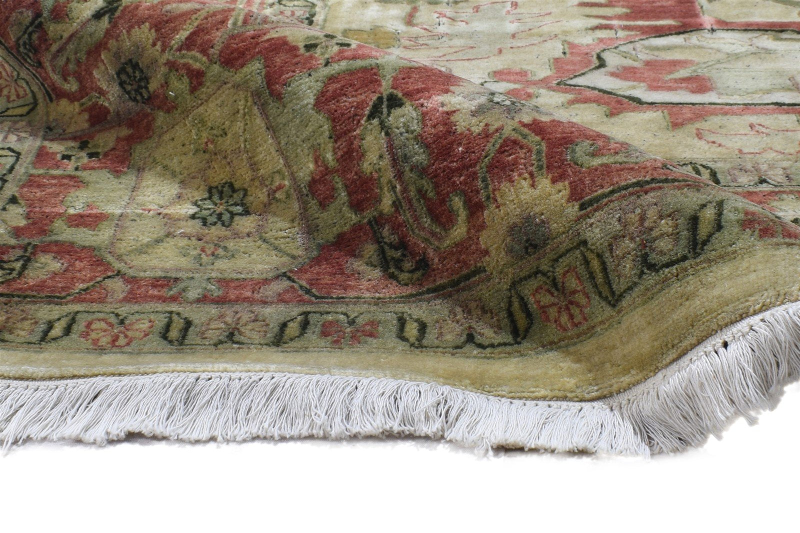 Hand Knotted Beige Wool Rug 8' X 10' Persian Serapi Oriental Large Carpet Area Rug