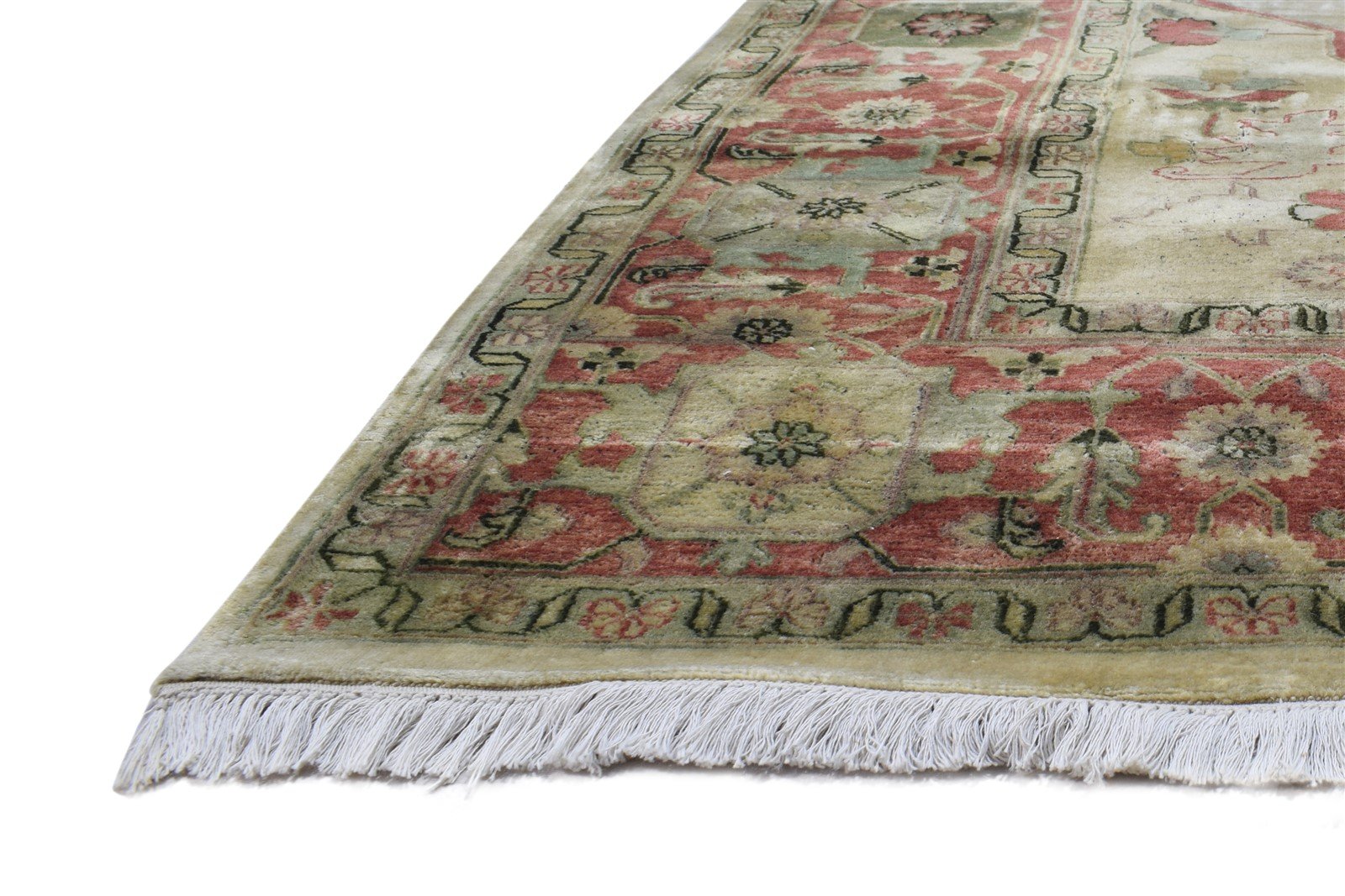 Hand Knotted Beige Wool Rug 8' X 10' Persian Serapi Oriental Large Carpet Area Rug