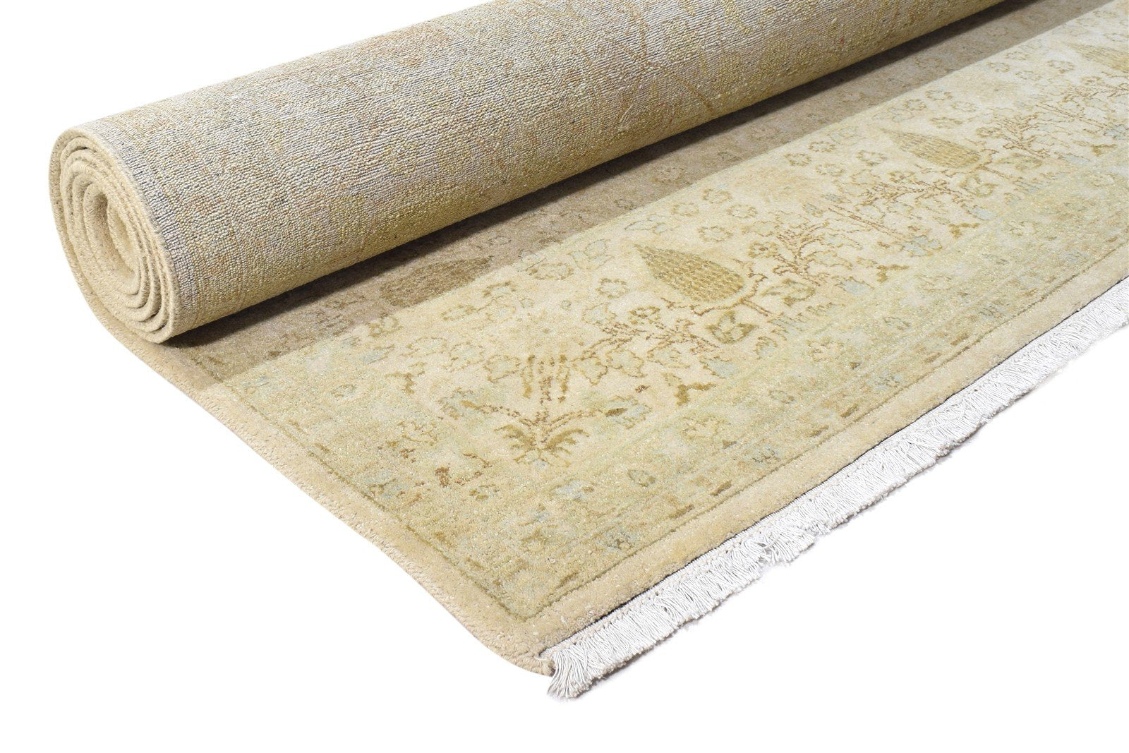 Beige Wool Rug 8' X 10' Persian Hand Knotted Kashan Oriental Large Carpet Area Rug