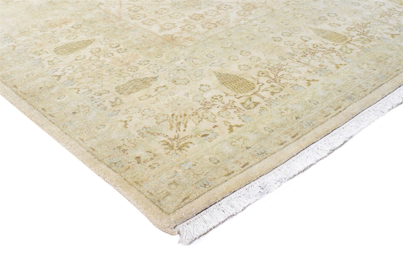 Beige Wool Rug 8' X 10' Persian Hand Knotted Kashan Oriental Large Carpet Area Rug