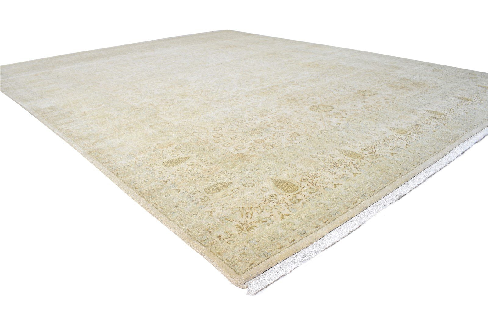 Beige Wool Rug 8' X 10' Persian Hand Knotted Kashan Oriental Large Carpet Area Rug