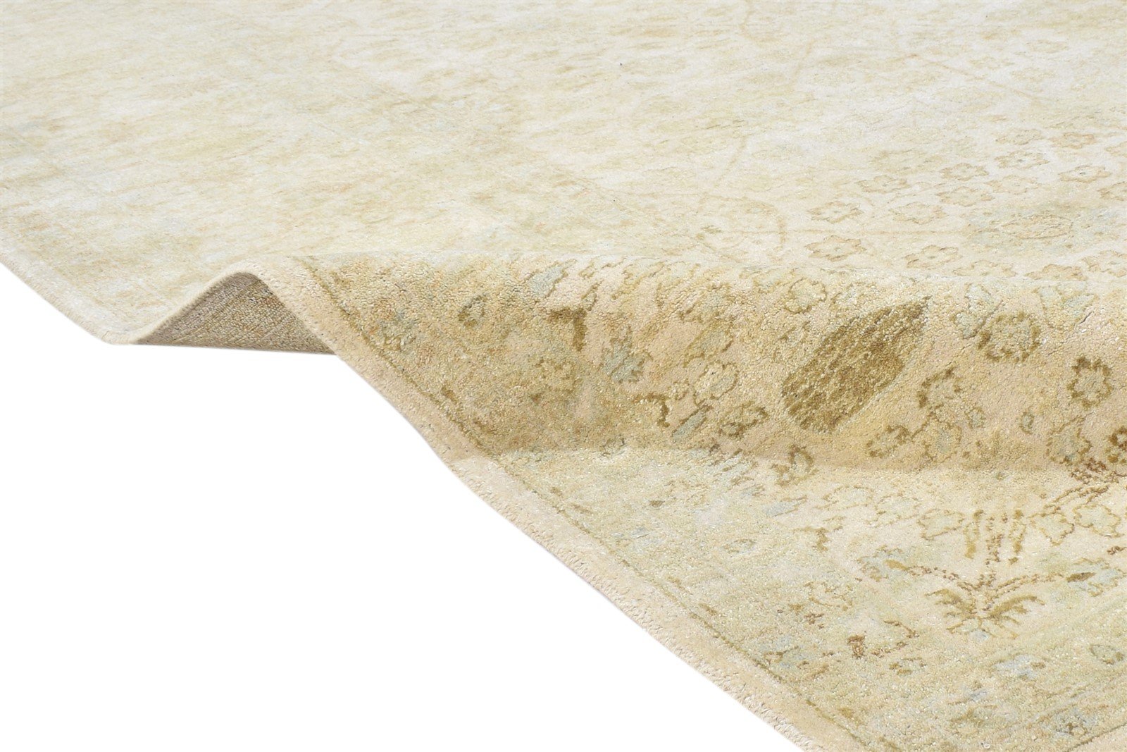 Beige Wool Rug 8' X 10' Persian Hand Knotted Kashan Oriental Large Carpet Area Rug