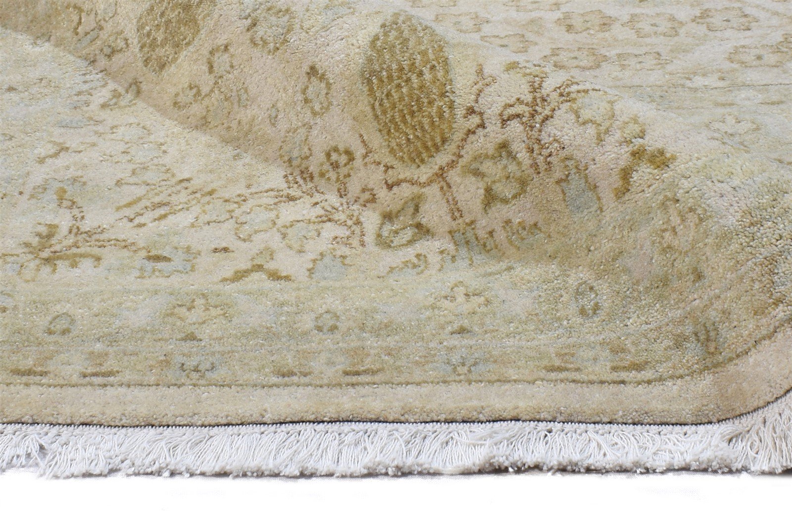 Beige Wool Rug 8' X 10' Persian Hand Knotted Kashan Oriental Large Carpet Area Rug