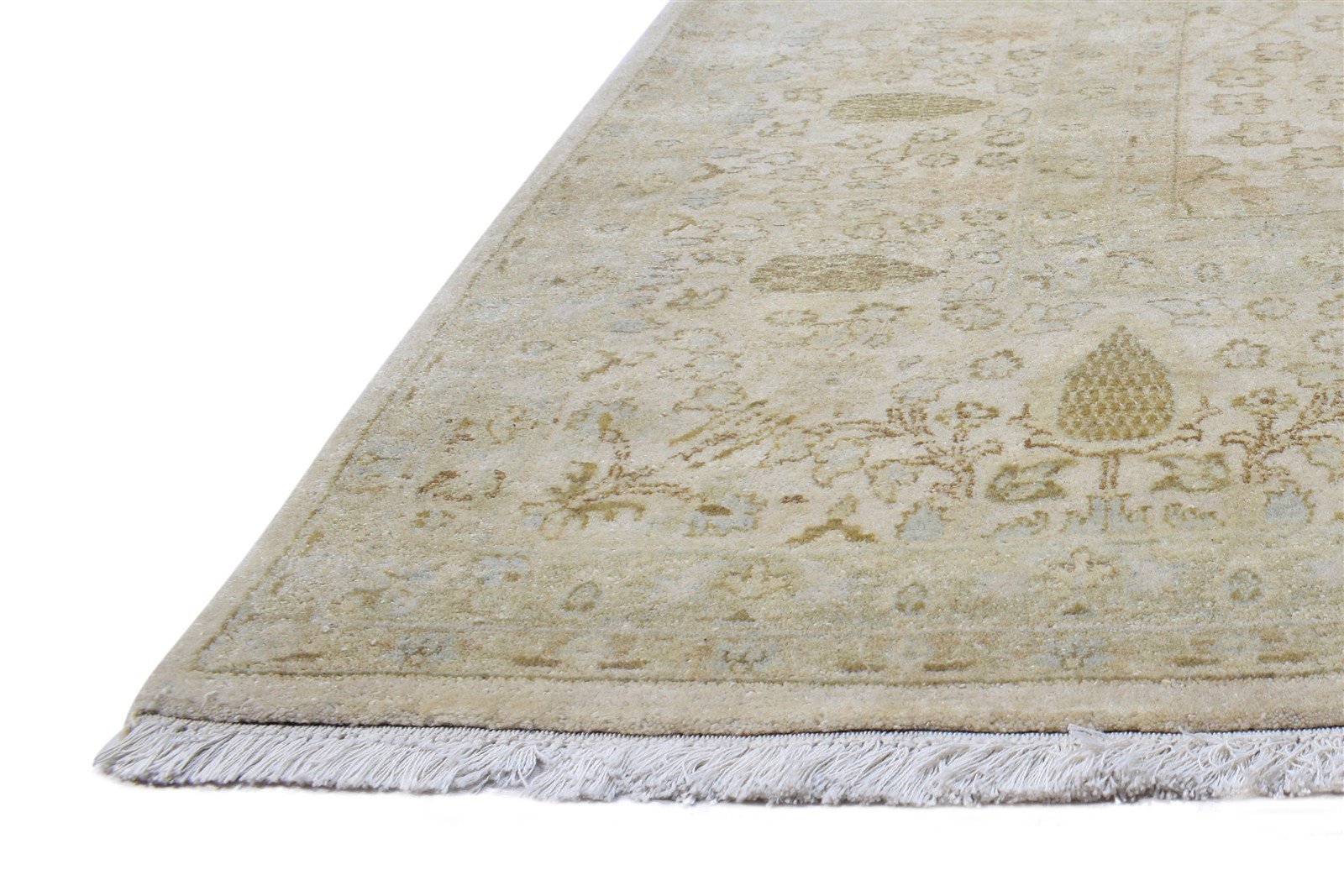 Beige Wool Rug 8' X 10' Persian Hand Knotted Kashan Oriental Large Carpet Area Rug
