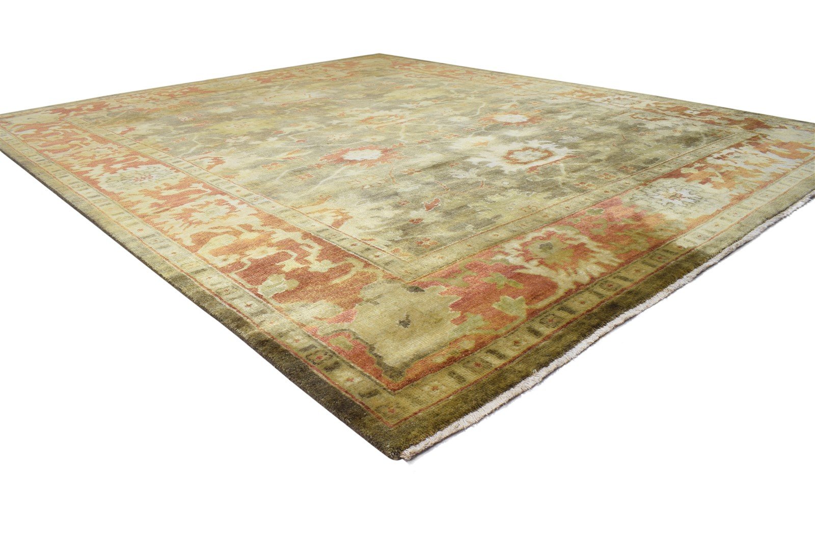 Hand Knotted Dark Grey Wool Rug 8' X 10' Persian Oushak Oriental Large Carpet Area Rug