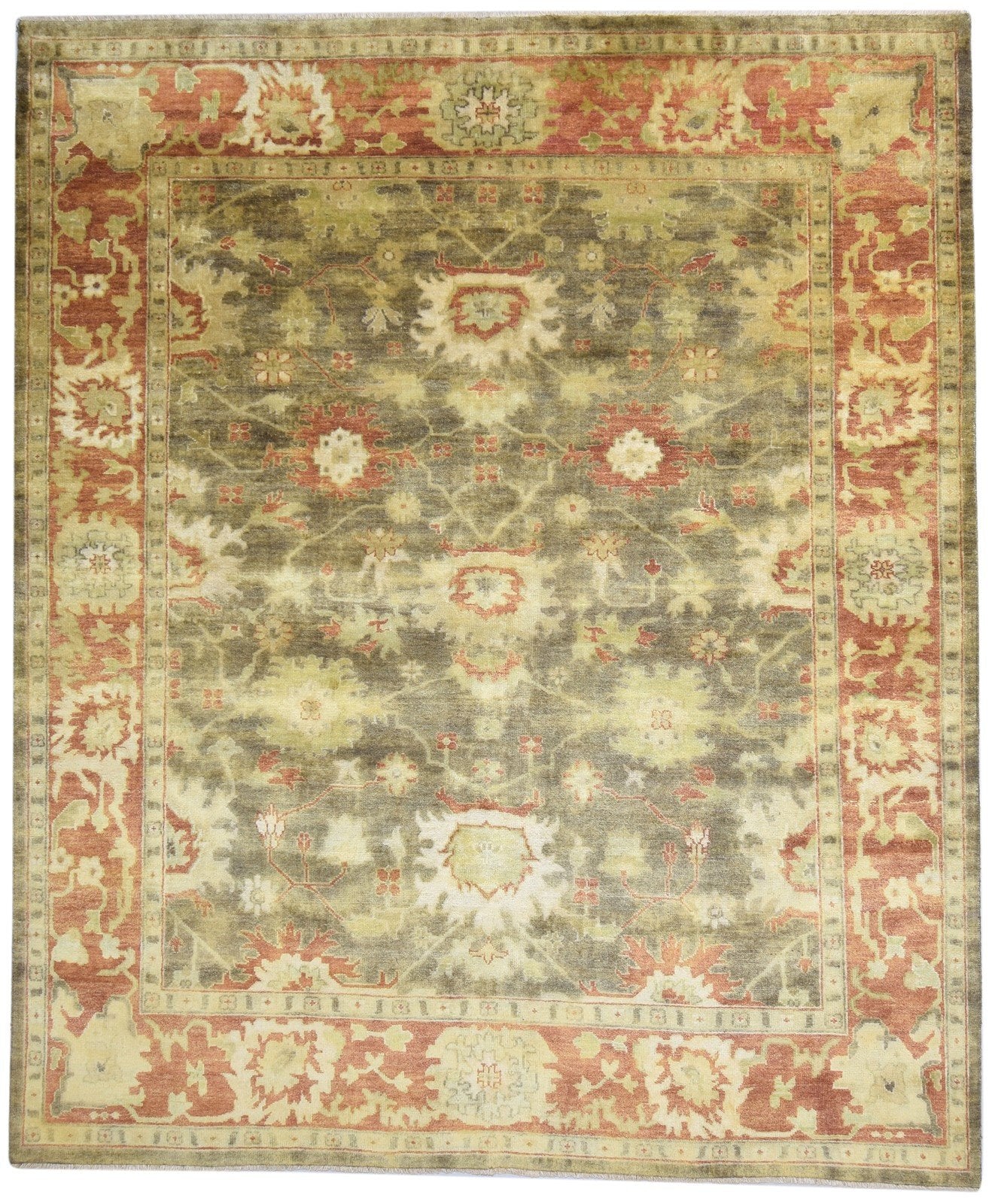 Hand Knotted Dark Grey Wool Rug 8' X 10' Persian Oushak Oriental Large Carpet Area Rug