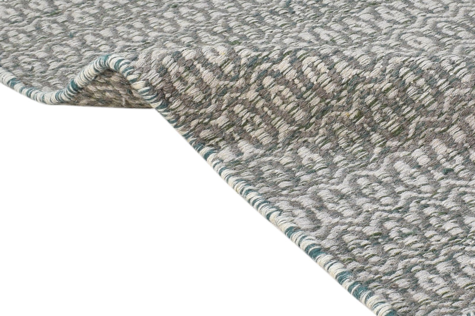 Dhurrie Grey Wool Rug 2' X 3' Modern Scandinavian Nordic Small Carpet Area Rug