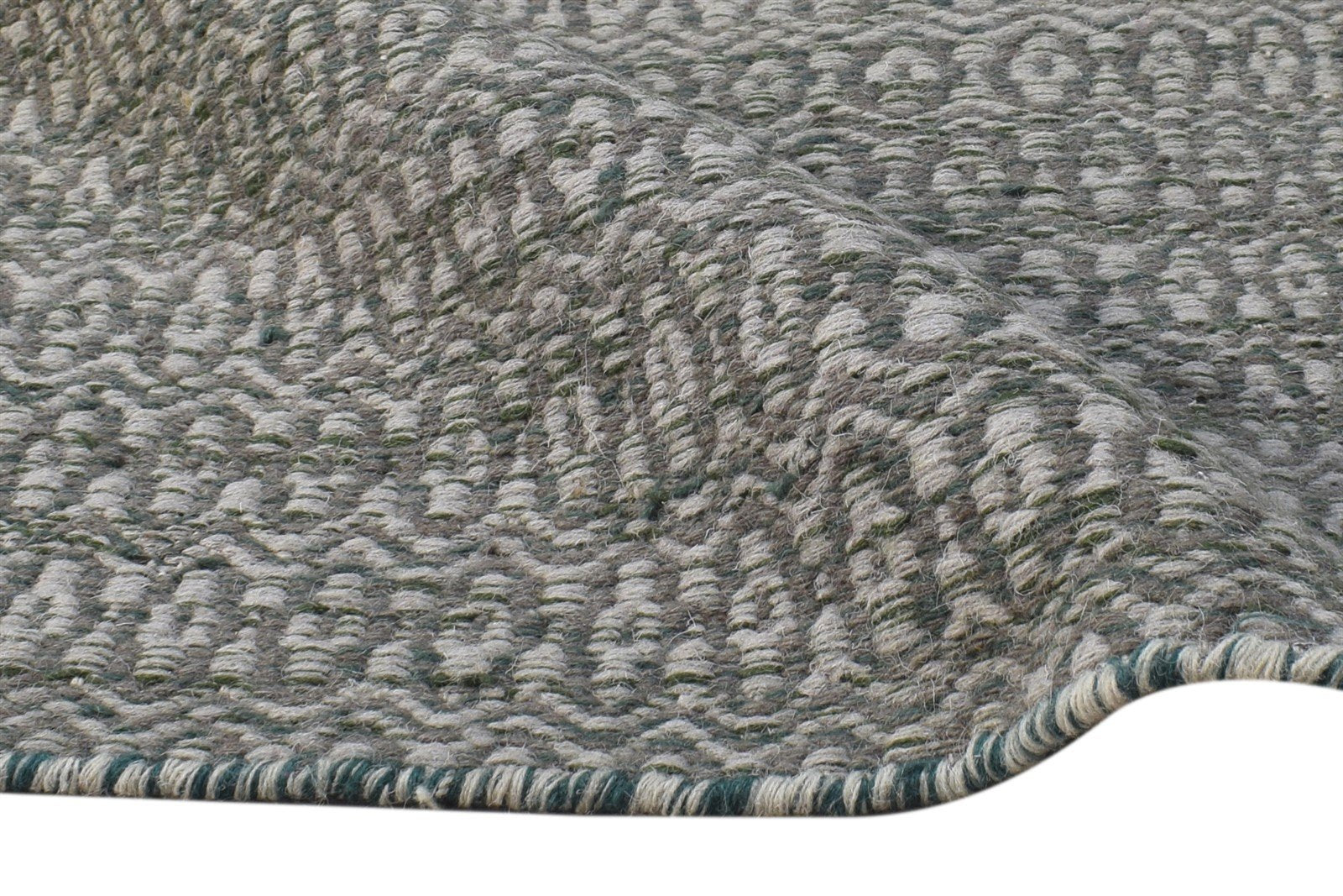 Dhurrie Grey Wool Rug 2' X 3' Modern Scandinavian Nordic Small Carpet Area Rug