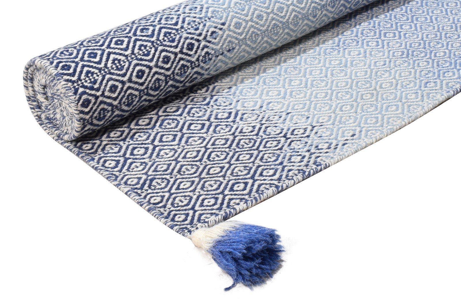 Dhurrie Grey Wool Rug 5' X 8' Modern Shibori Ombre Room Size Carpet Area Rug