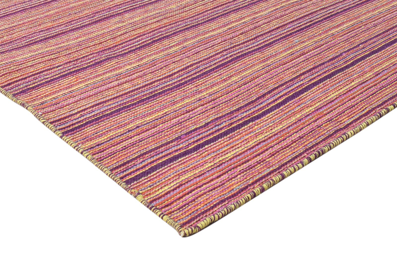Wool Red Rug 5' X 8' Modern Handloom Scandinavian Striped Room Size Carpet Area Rug
