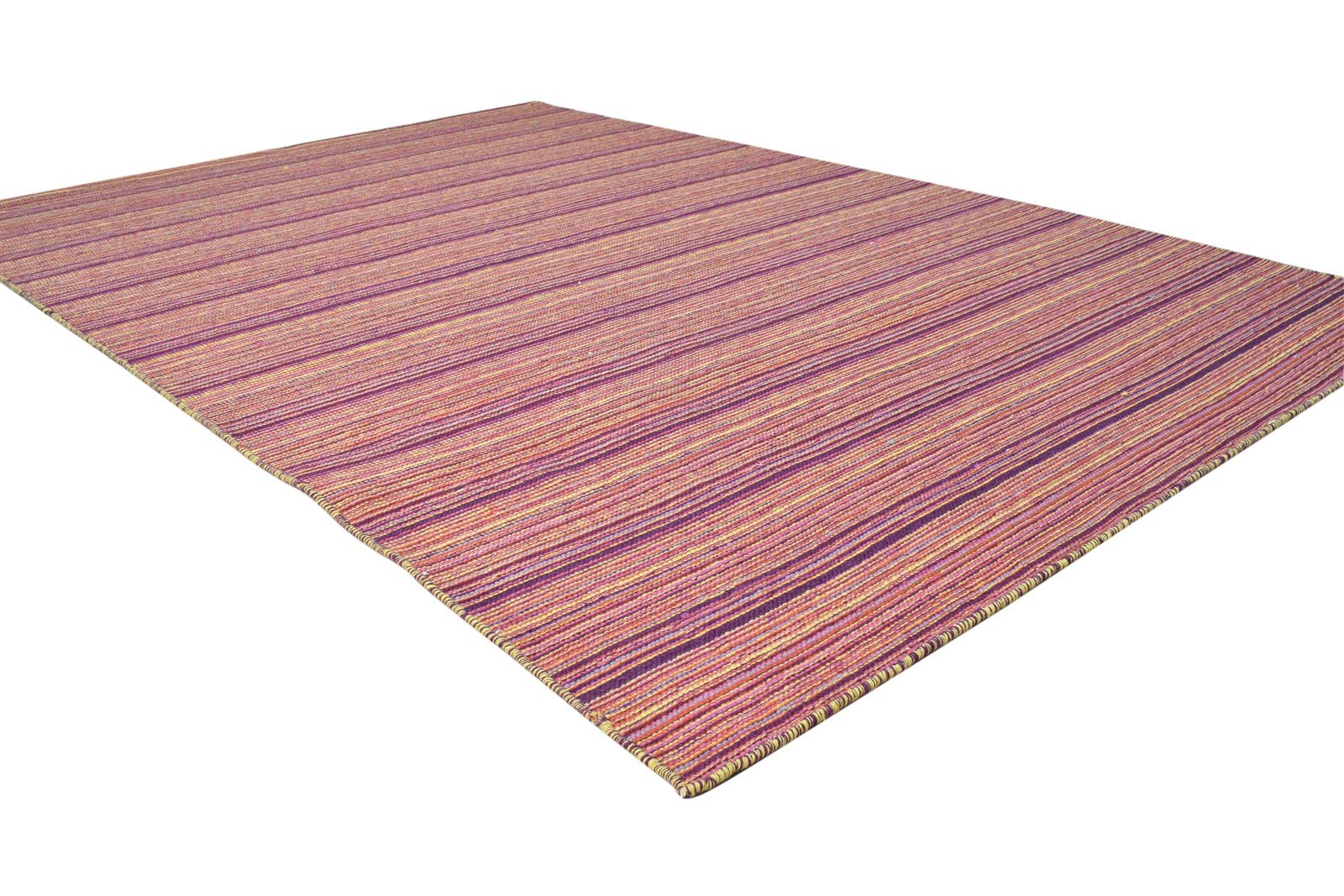 Wool Red Rug 5' X 8' Modern Handloom Scandinavian Striped Room Size Carpet Area Rug