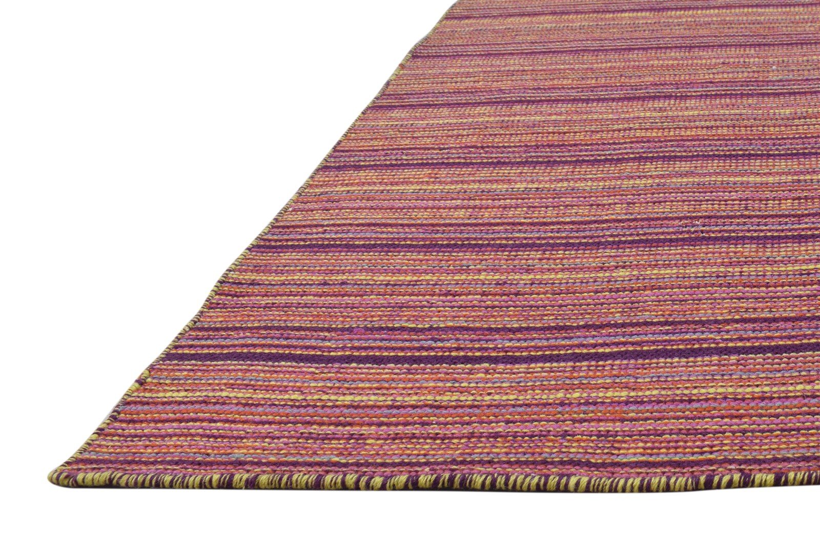 Wool Red Rug 5' X 8' Modern Handloom Scandinavian Striped Room Size Carpet Area Rug