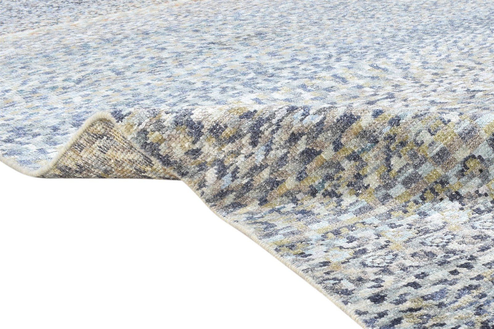 Wool Off-White Rug 8' X 10' Modern Hand Knotted American Abstract Large Carpet Area Rug