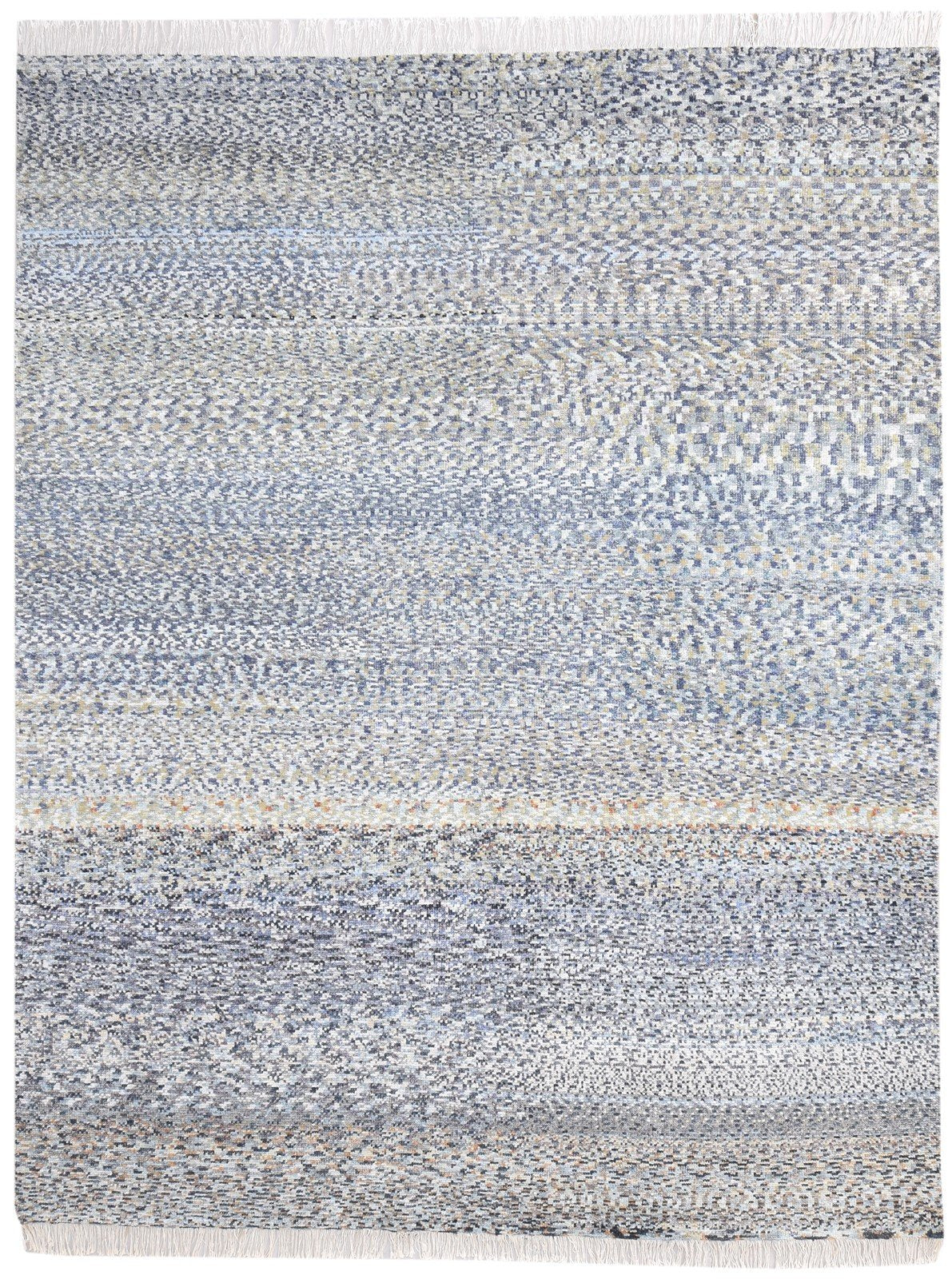 Wool Off-White Rug 8' X 10' Modern Hand Knotted American Abstract Large Carpet Area Rug
