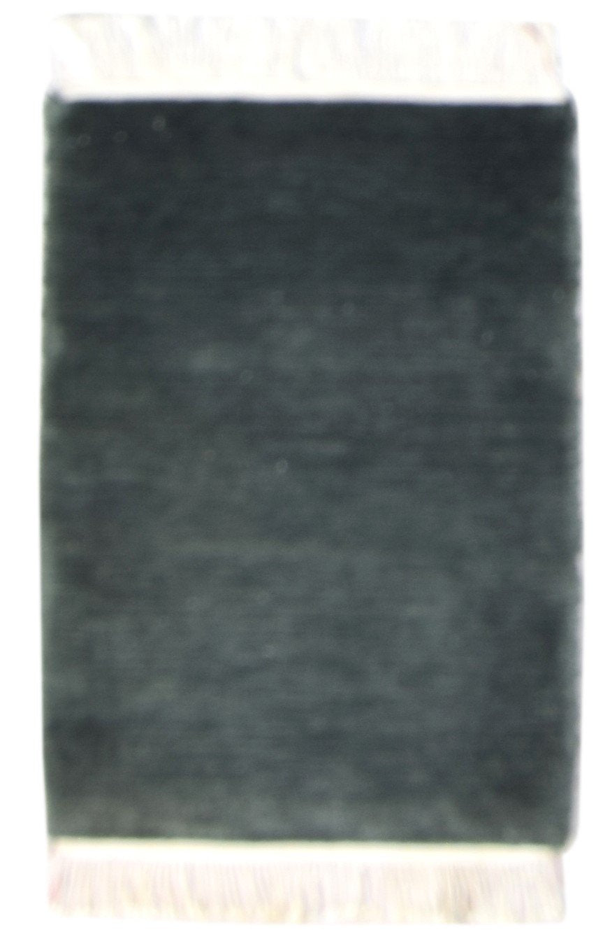 Hand Knotted Charcoal Wool Rug 2' X 3' Modern Scandinavian Solid Small Carpet Area Rug