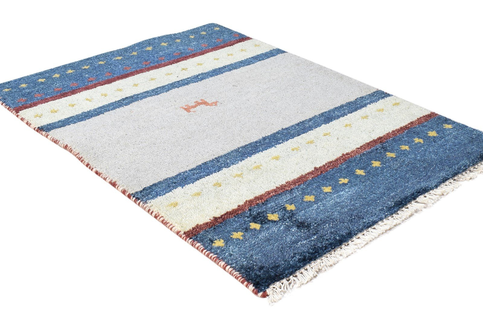 Hand Knotted Grey Wool Rug 2' X 3' Southwestern American Tribal Small Carpet Area Rug