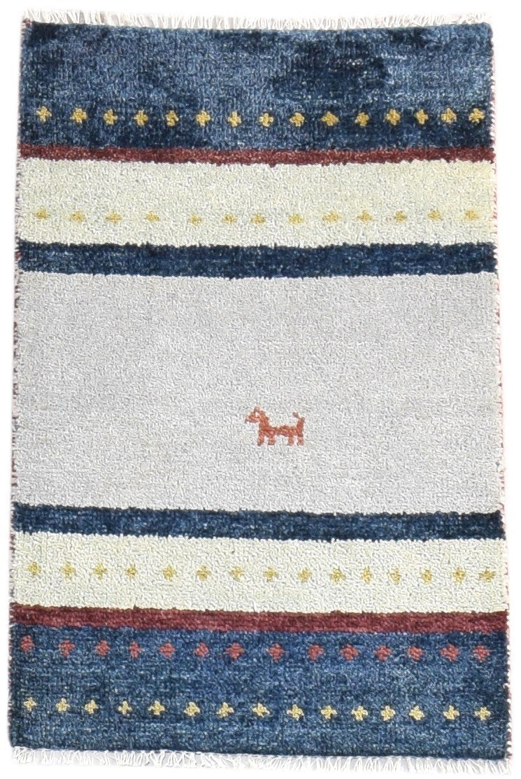 Hand Knotted Grey Wool Rug 2' X 3' Southwestern American Tribal Small Carpet Area Rug