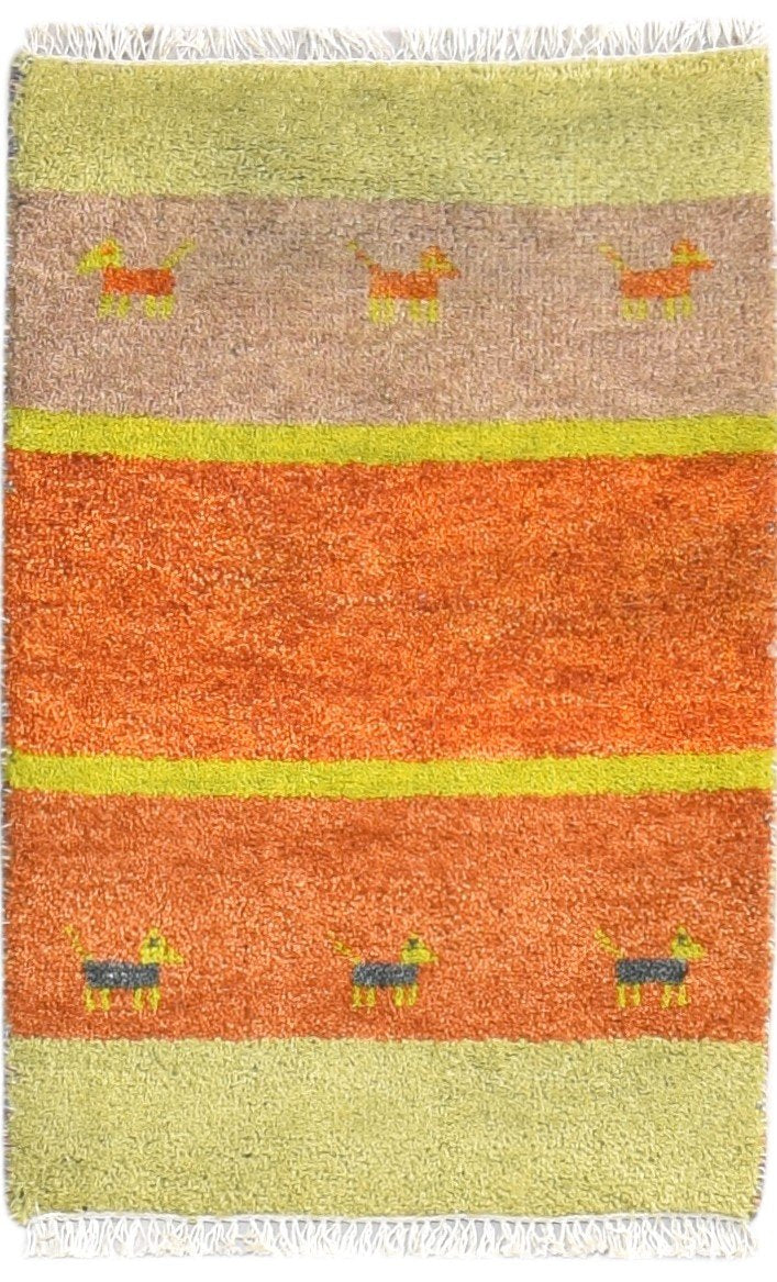2' X 3' Rug Wool Green Southwestern Hand Knotted American Tribal Small Carpet Area Rug